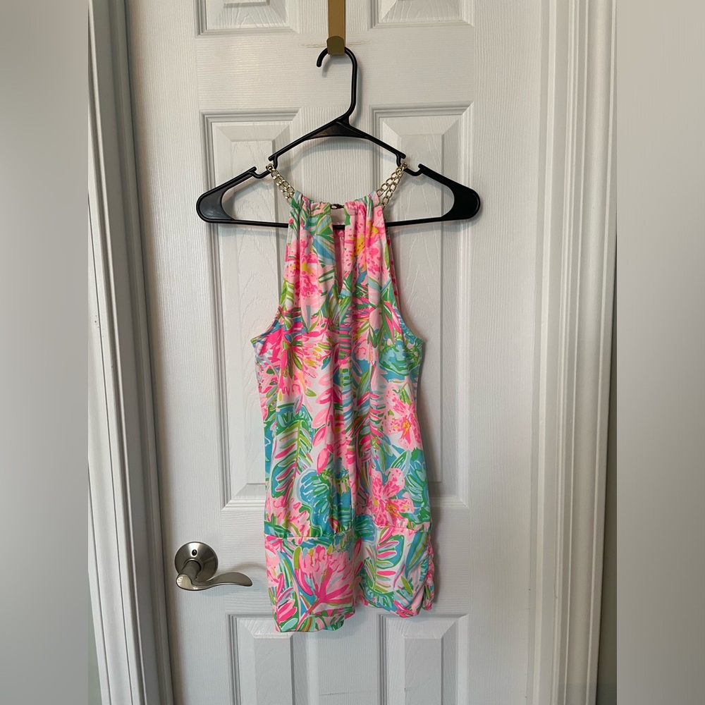 Lilly Pulitzer Pop Up Lilly of the Jungle Bowen Halter Top with Gold Tone Chain - Picture 3 of 4